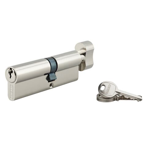 Cilindro europeo per serratura a pomolo SA 40Bx50mm, anti estrazione, nichel, 3 chiavi - THIRARD