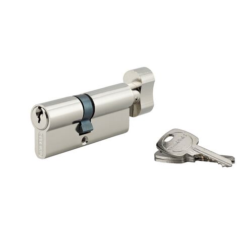 Cilindro europeo per serratura a pomolo STD 40Bx30mm, antisfilamento, nichel, 3 chiavi - THIRARD
