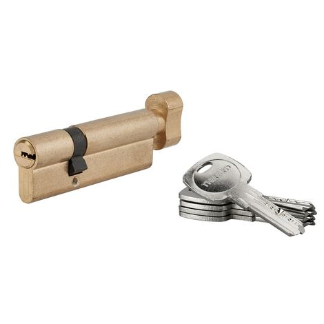 Cilindro europeo per serratura a pomolo Tiger 6, 60Bx30mm, ottone, antisfilamento, antitrapano, 5 chiavi - THIRARD