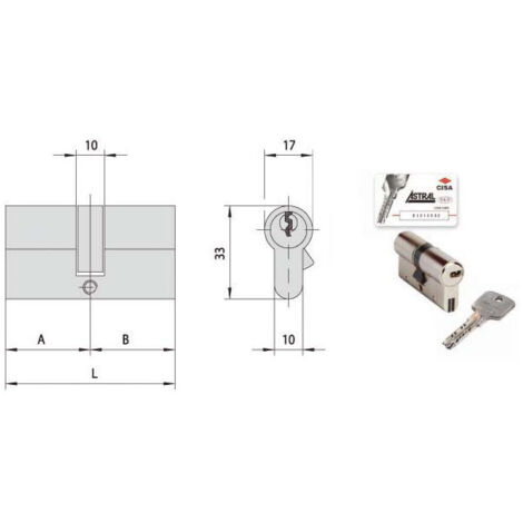 Cilindro Infilare Cisa 0A3S1-18-0, Dimensioni 79,0 x 39,5 x 39,5 mm, Modello Astral