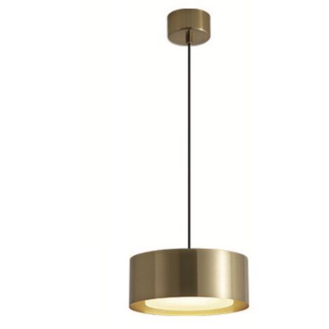 Cilindro P Gold - Lámpara colgante LED moderna de metal en latón dorado