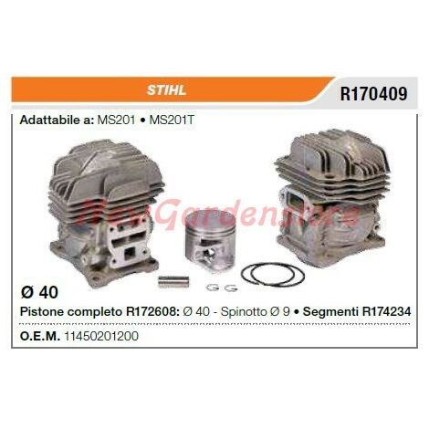 Cilindro pistone segmenti STIHL motosega MS201 MS201T R170409 11450201200