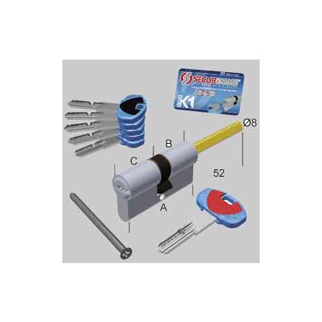 CILINDRO SAGOMATO 'EVO K1' CON PREDISPOSIZIONE POMOLO SECUREMME 75 mm (25+10+40) - SECUREMME