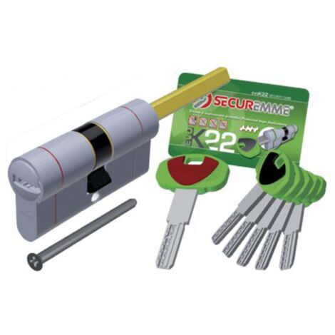 CILINDRO SAGOMATO EVO K22 TOP POMOLO SECUREMME - OTT.NICH.SATIN CHIAVI 5 MM 92 31+61 - 1 pezzo