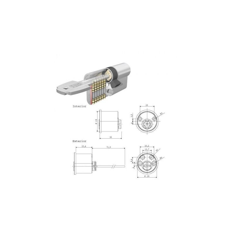 

Cilindro seguridad t6ts rf leva corta cilindro redondo - Tesa