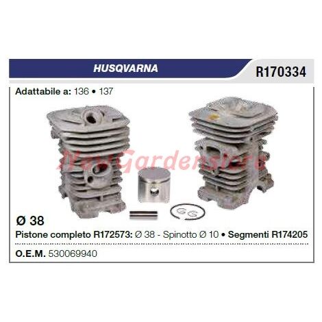 Cilindro y pistón motosierra 136 137 compatible HUSQVARNA 530069940