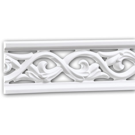 PROFHOME DECOR Cimaise 151364 Profhome Moulure décorative Moulure frise style Rococo-Baroque blanc 2 m