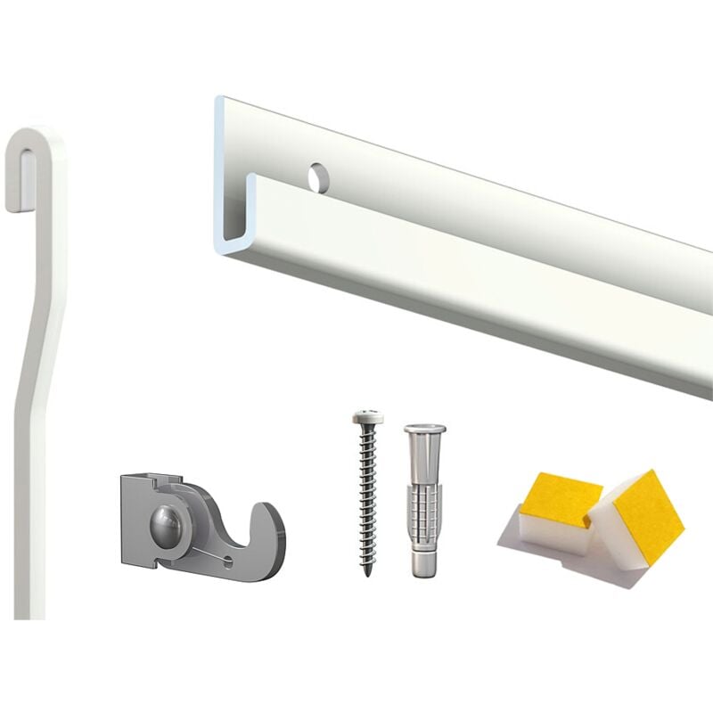 Arti Teq - Cimaise Box Artiteq Classic+ premium - 80kg - Kit accrochage tableau 10 mètres , Blanc laqué