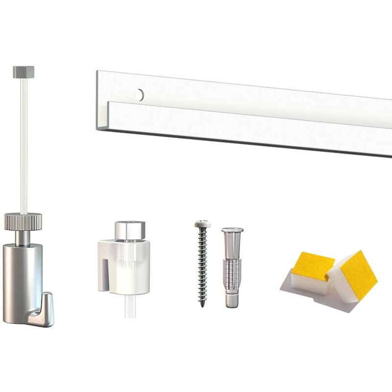 Cimaise Box Artiteq Classic premium + fils perlon - Kit accrochage tableau 4 mètres , Blanc