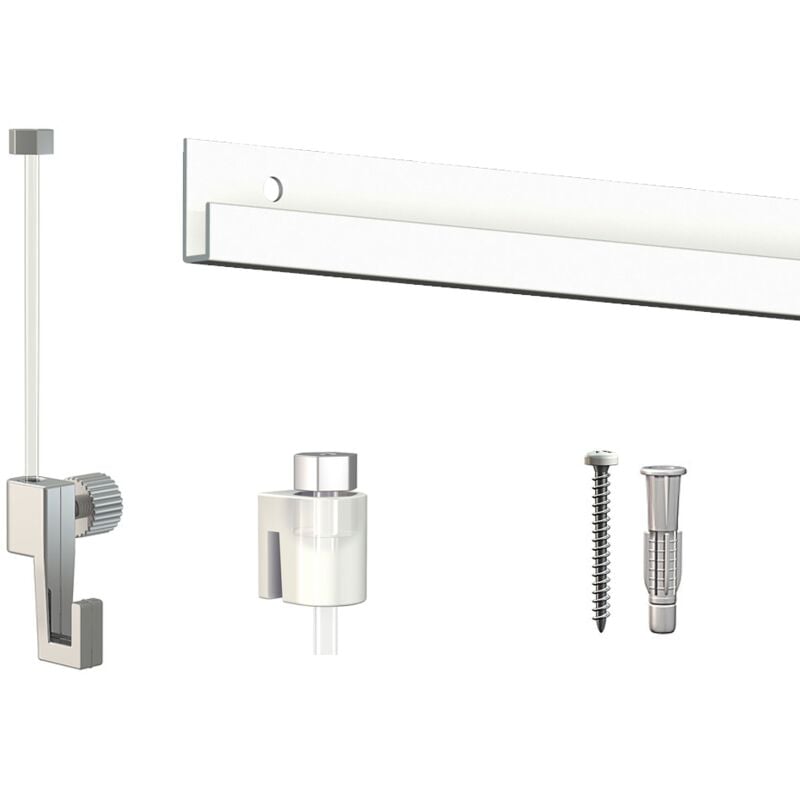 Cimaise Box Artiteq Classic éco + fils perlon - Kit accrochage tableau 6 mètres , Blanc