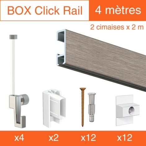 Cimaise Box Artiteq Classic ÉCO Blanc + tiges - 6 mètres - Kit accrochage tableau
