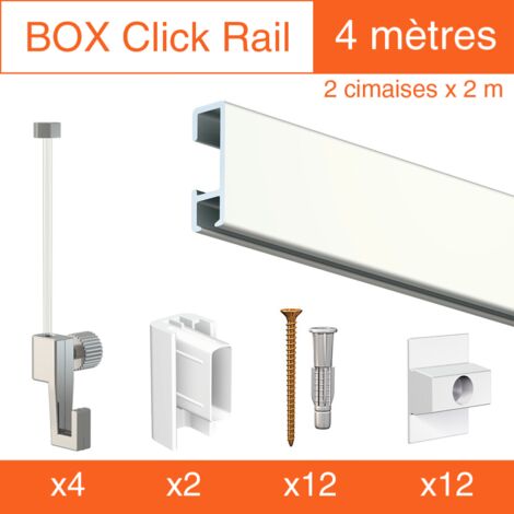 Cimaise Box Artiteq Click ÉCO - Kit accrochage tableau 4 mètres / Blanc laqué