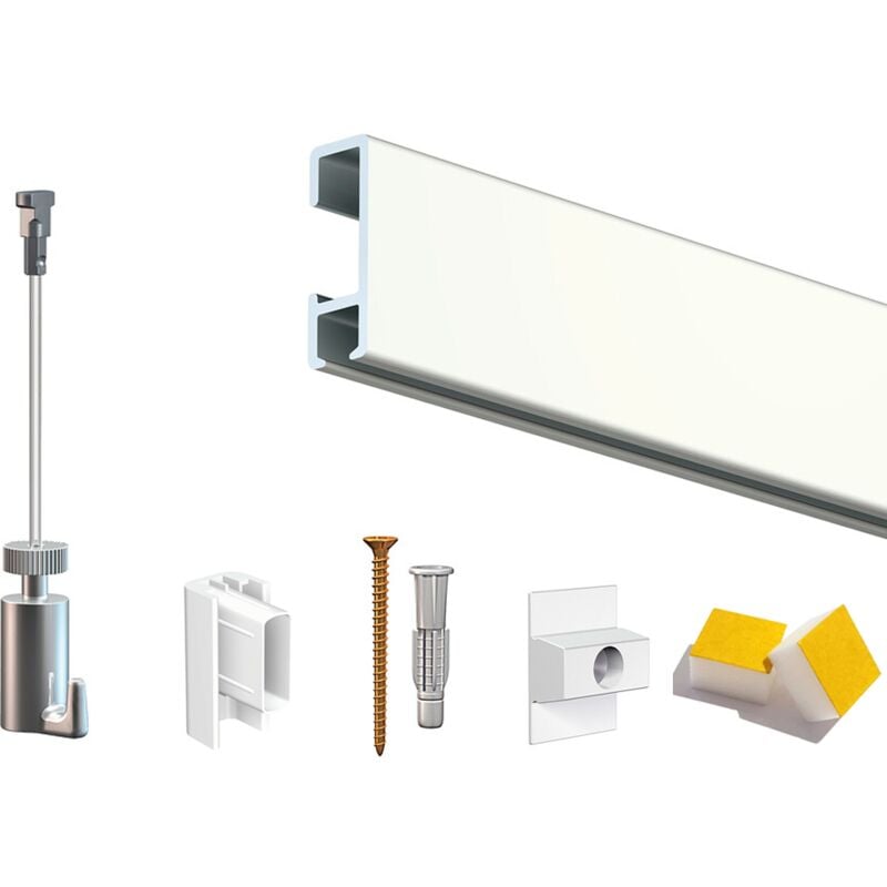 Cimaise Box Artiteq Click premium - Kit accrochage tableau 4 mètres , Blanc mat à peindre