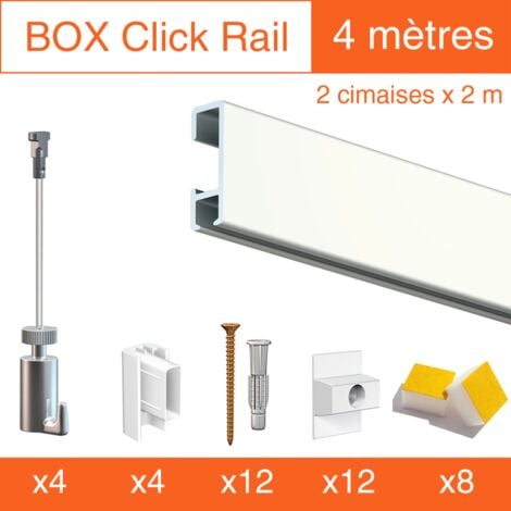 CIMAISE BOX Artiteq Click PREMIUM 4 mètres Blanc laqué - Kit accrochage tableau