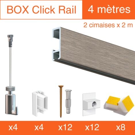 CIMAISE BOX Artiteq Click PREMIUM 4 mètres Blanc laqué - Kit accrochage tableau