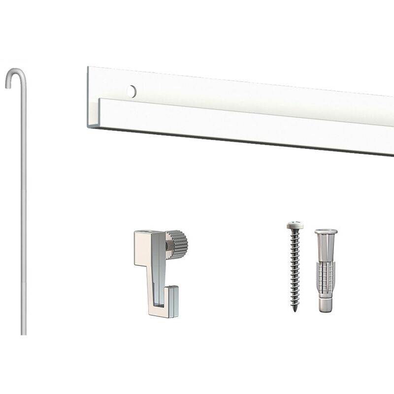 Cimaise Box Artiteq Classic éco Blanc + tiges - 4 mètres - Kit accrochage tableau - Métrage : 4 mètres