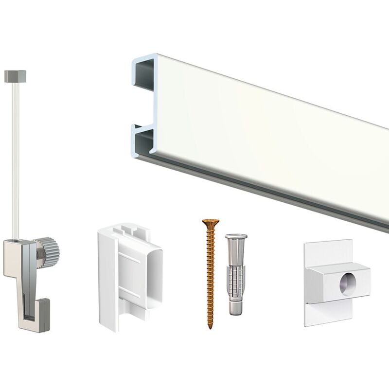 Cimaise Box Artiteq Click éco - Kit accrochage tableau 6 mètres , Blanc mat à peindre