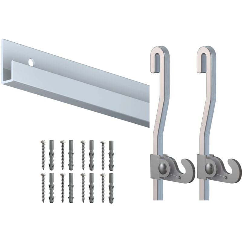 Artiteq - Cimaise Box premium Classic Rail Gris + Tige 4 mm - 2 mètres - Kit tout en un