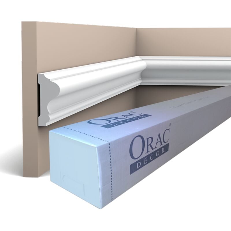 P8020 Cimaise murale Orac Decor - 6x2,5x200cm (h x p x l) - moulure décorative polyuréthane Pack 2 pièces