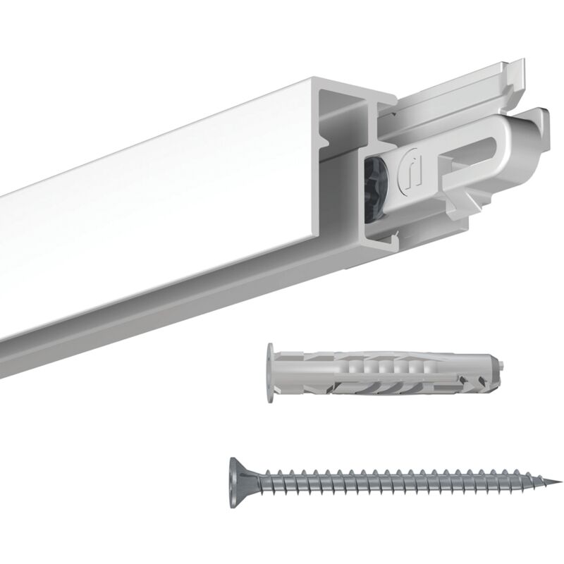 Cimaise Mini-Click Rail R10 200cm + clips de fixation + vis & chevilles multimatériaux - Cimaise Tableau Newly Blanc
