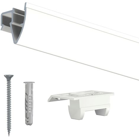 Cimaise Plafond Click Up Rail Blanc brut à peindre 200cm + clips + vis & chevilles multimatériaux - Cimaise Tableau Artiteq - Type de vis & chevilles : Multimatériaux