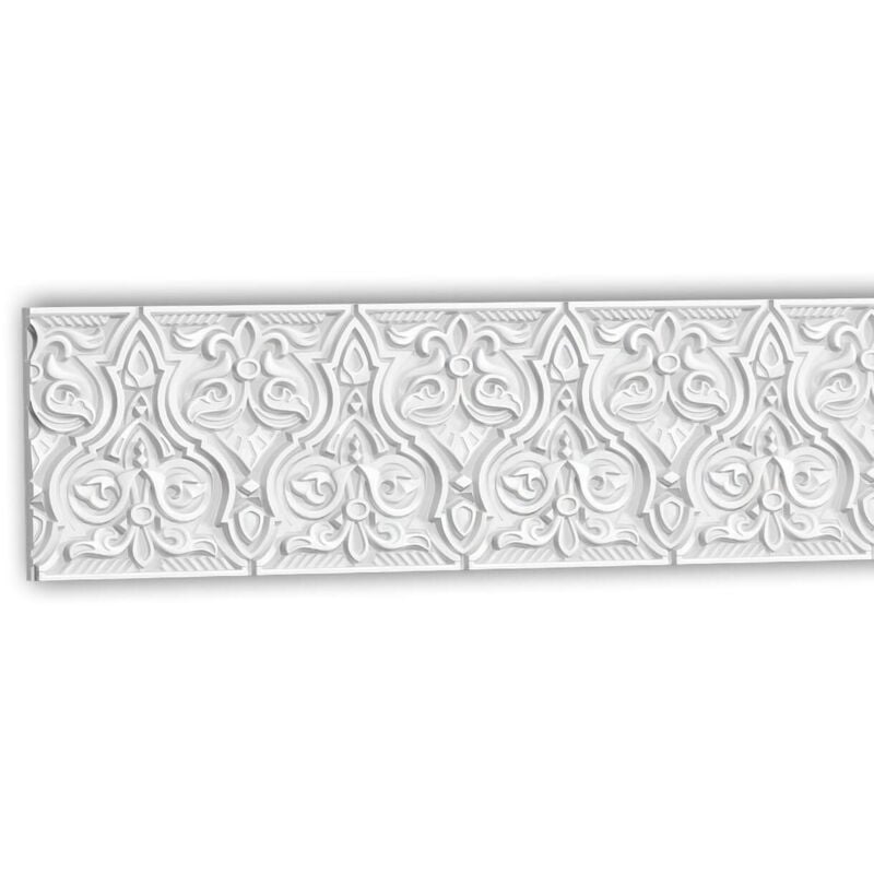 Cimaise Profhome 151501 Lambris mural Moulure en stuc Moulure décorative style marocain Motifs décoratifs d'architecture musulmane blanc 2 m