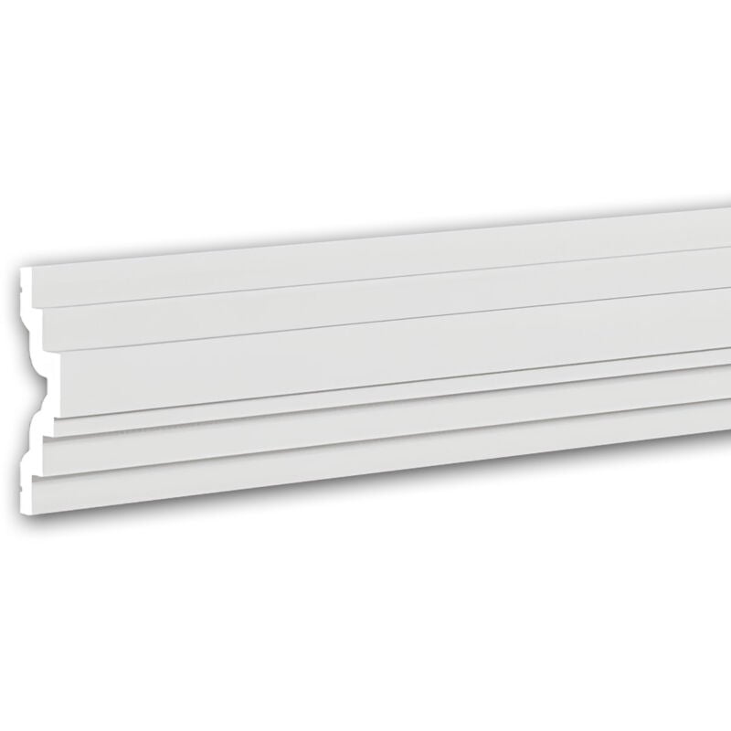 Cimaise décorative murale Profhome 651802 – Moulure en polystyrène blanc 2 m, style moderne – Frise plafond 18 x 60 mm