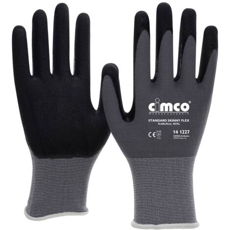 Cimco Standard Skinny Flex schwarz/grau 141267 Tricot Gants de travail Taille: 10, XL EN 388 1 paire(s)