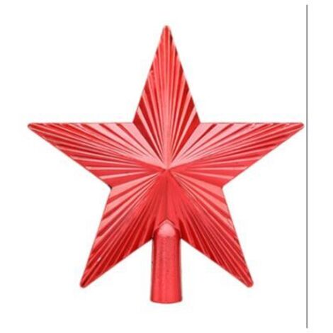 Cime de sapin de Noël en plastique - Cime de sapin avec étoile de sapin de Noël moderne - Étoile rouge