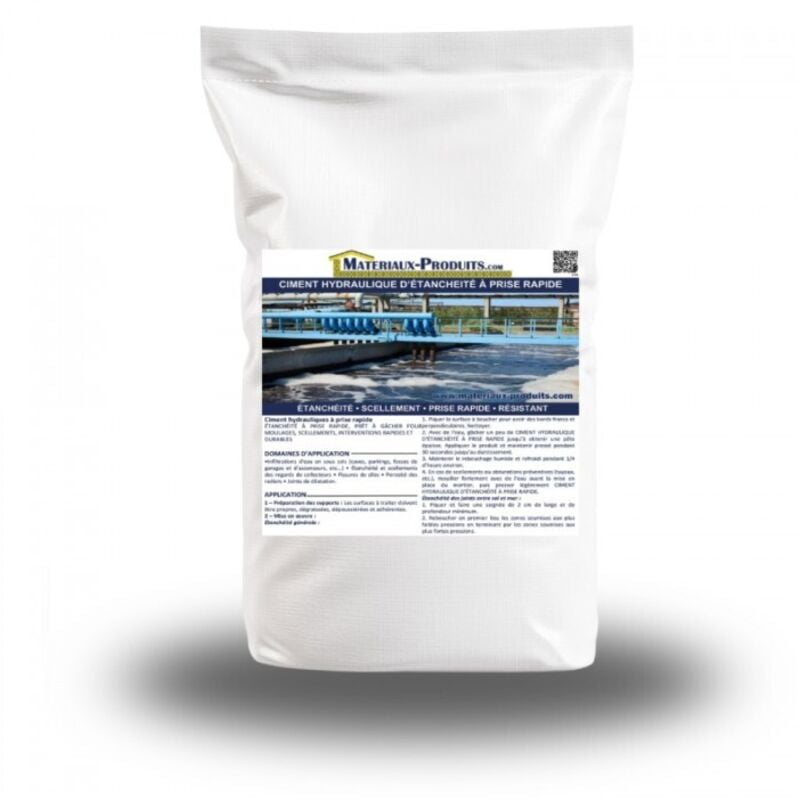 Ciment hydraulique d'étancheité à prise rapide - Sac de 20 Kg + 5 Kg Gratuit Gris Matpro