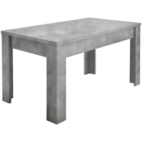 CIMENTO - Table Repas 180cm Plateau et Pieds Aspect Cimento
