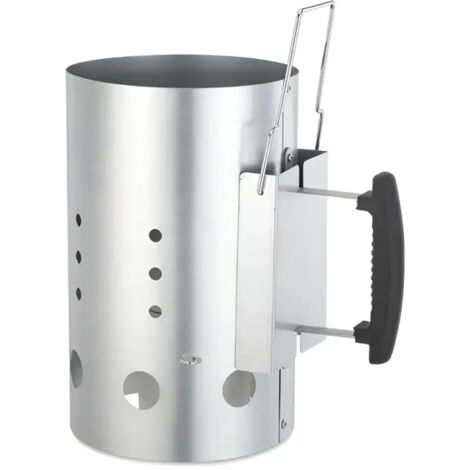 Ciminiera per Barbecue 19,5x19,5x30,5H cm Metallo Zincato Manico in PP