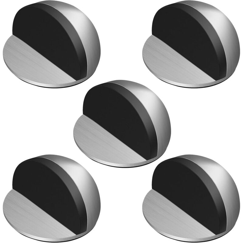 Cinco topes de puerta con almohadillas de goma, adecuados para todo tipo de suelos duros, protegiendo eficazmente puertas, ventanas y paredes.