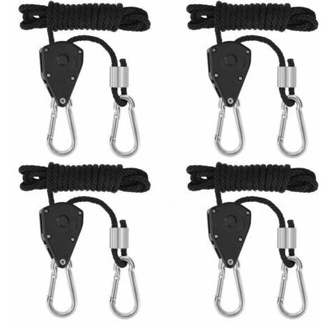 Cinghia a cricchetto regolabile per impieghi gravosi, ideale per luci da giardino, portata 150 libbre per coppia, diametro 1/8 di pollice, 2 coppie.