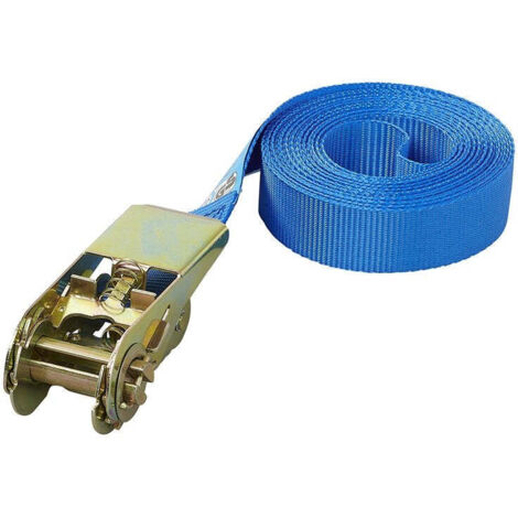 Cinghia di ancoraggio blu con cricchetto 5 metri