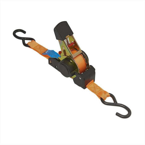 Cinghia di ancoraggio con cricchetto 2 ganci 350 cm 320 kg retrattile automatico