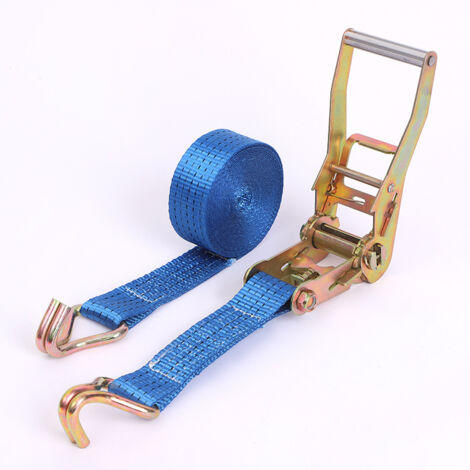 Cinghia di fissaggio a cricchetto (con gancio) set completo di cinghie di fissaggio a doppio gancio, blu cigno, larghezza 5 cm, lunghezza 8 m, poliestere