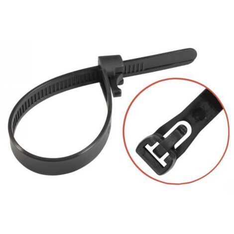 Cinghia di serraggio riutilizzabile - Nera - Nylon 6.6 7,6x250 mm - Confezione da 50