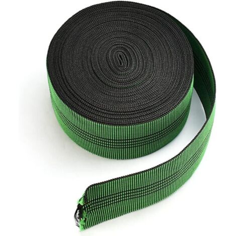 Cinghia elastica piatta per divani, 35 m x 7 cm, estensibile, antiusura, per tappezzeria, sedie, divani, poltrone, schienali e sedili - Verde e nero
