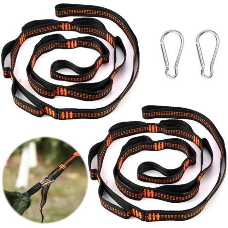 Cinghia per amaca, 2 pezzi, con 2 moschettoni, set di cinghie per amaca per altalena, campeggio, sedile sospeso, carico massimo 300 kg
