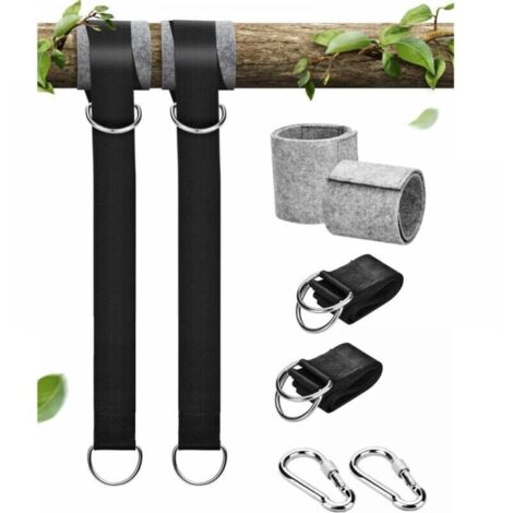 Cinghia per amaca extra lunga da 150 cm con 2 moschettoni di bloccaggio sicuri e anelli a D, perfetta per appendere le cinghie del kit