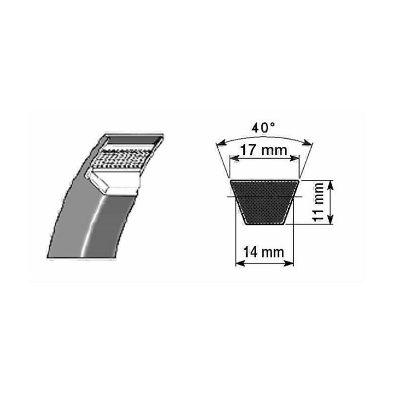 Cinghia trapezoidale in gomma telata tipo B75mm