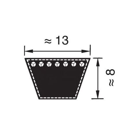Cinghia trapezoidale liscia classica 13x8x1956 mm