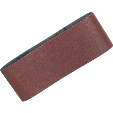 Cinq bandes abrasives, 75x533 mm, grain 80, adaptées au bois et au métal, pour le prétraitement de surface.