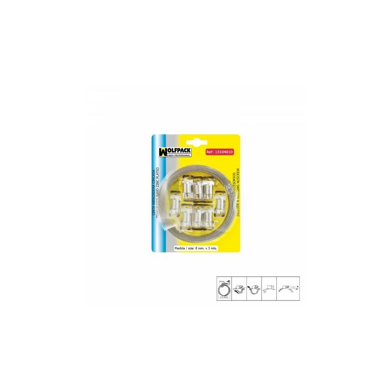 

Cinta abrazadera cortar zincada 8 mm. x 3 m. con 8 tornillos