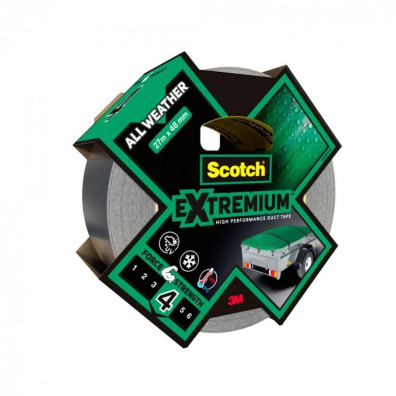 Cinta americana para exteriores 'Extremium' de altas prestaciones de 27,4m de largo y 48mm de ancho color gris