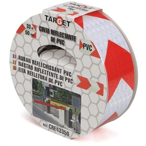 Cinta adh 50mmx33mt señalizacion target pvc ro/bco reflectan