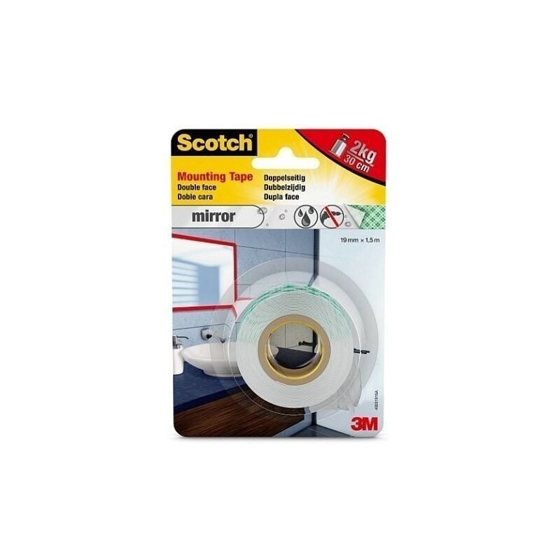 

3m scotch cinta doble cara de montaje espejo 1.5mx19mm 40031915 - Mibricotienda