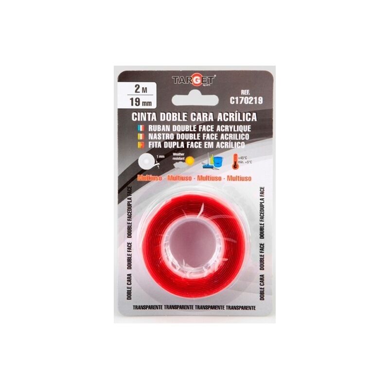 

Cinta Adhesiva 19Mmx 2Mt D/Cara Multiuso Acril - Target