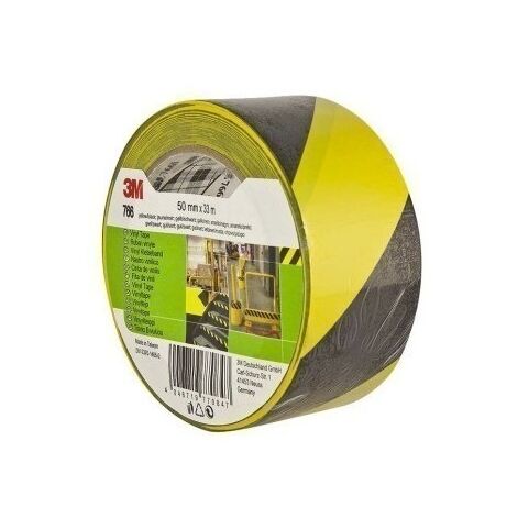 Cinta Adhesiva 50Mmx 33Mt Señalizacion Vinilo Negro/Amarillo 764 3M